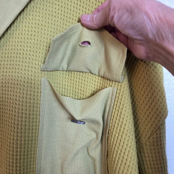 Ces Femme Womens Waffle Knit Top Mustard Green Front Pockets Long Sleeves XLarge - Picture 8 of 14